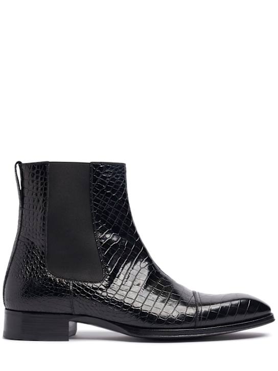 Tom Ford Shiny croc embossed Chelsea boots