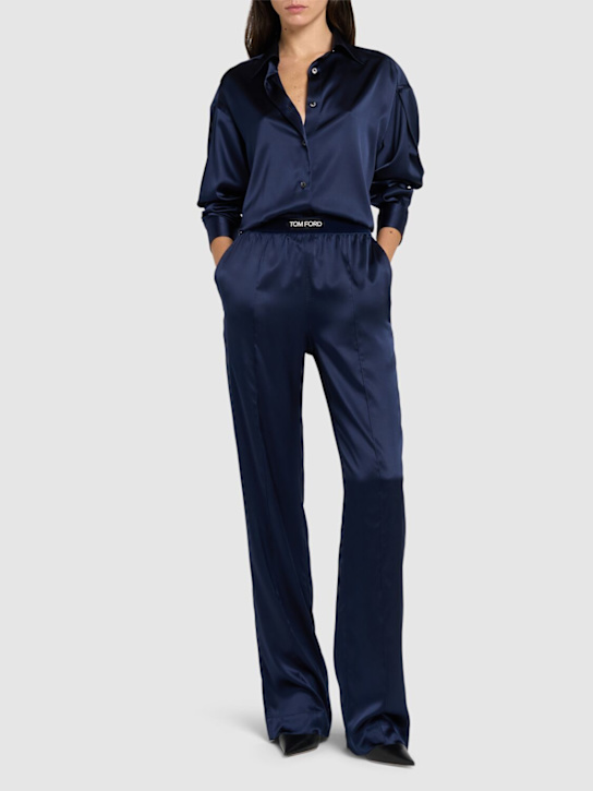Tom Ford Logo silk satin pajama pants