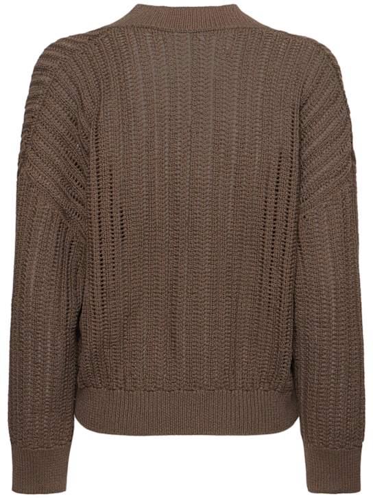 Brunello Cucinelli Openwork cotton knit v-neck sweater 4 Brunello Cucinelli Openwork cotton knit v-neck sweater
