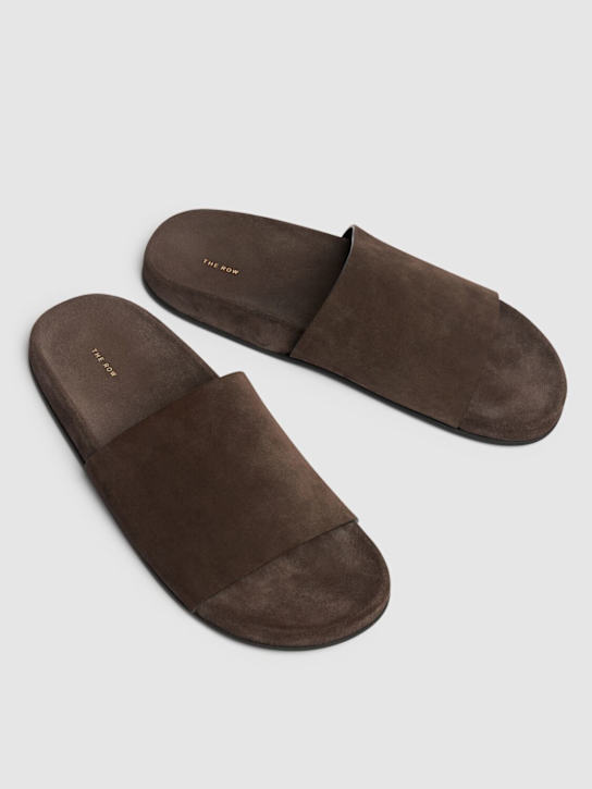 The Row Hugh leather flat slides
