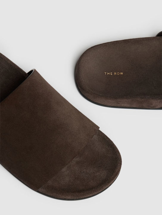 The Row Hugh leather flat slides