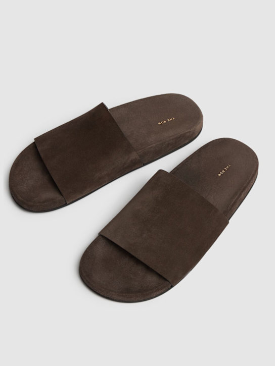 The Row Hugh leather flat slides