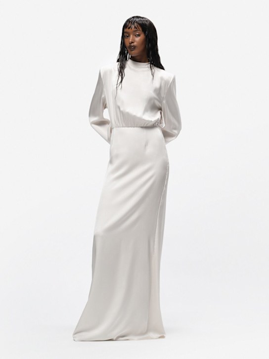 Magda Butrym Silk satin long dress w/ scarf panel 4 Magda Butrym Silk satin long dress w/ scarf panel