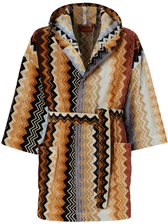 Missoni Home Giacomo hooded short bathrobe