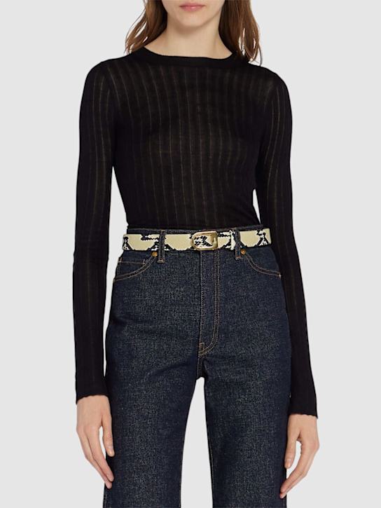 Khaite 3cm Saddle python print leather belt