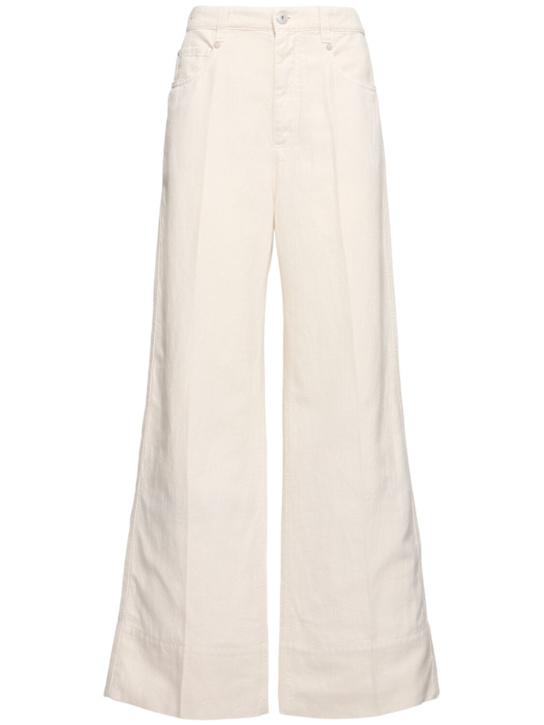 Brunello Cucinelli Dyed cotton & linen midrise flared jeans