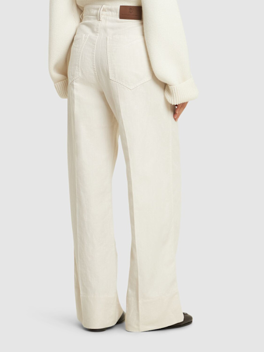 Brunello Cucinelli Dyed cotton & linen midrise flared jeans