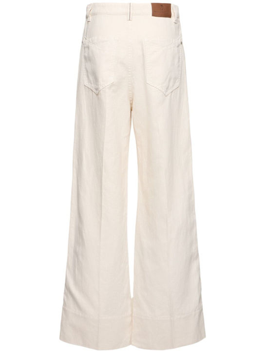 Brunello Cucinelli Dyed cotton & linen midrise flared jeans