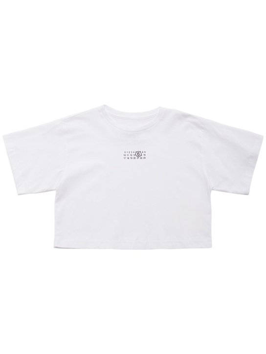 MM6 Maison Margiela Printed cotton jersey cropped t-shirt