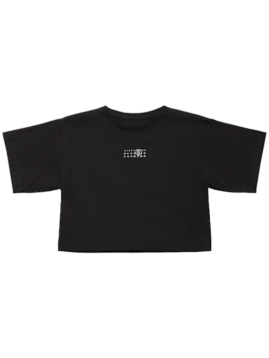 MM6 Maison Margiela Printed cotton jersey cropped t-shirt