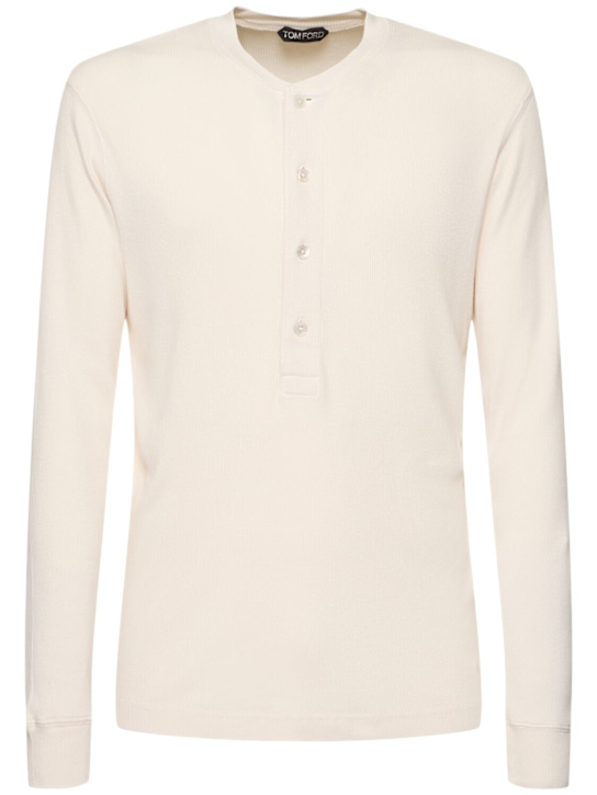 Tom Ford Cotton & modal ribbed henley t-shirt