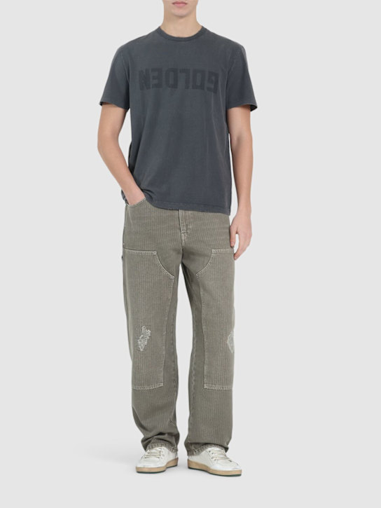 Golden Goose Logo distressed cotton jersey t-shirt