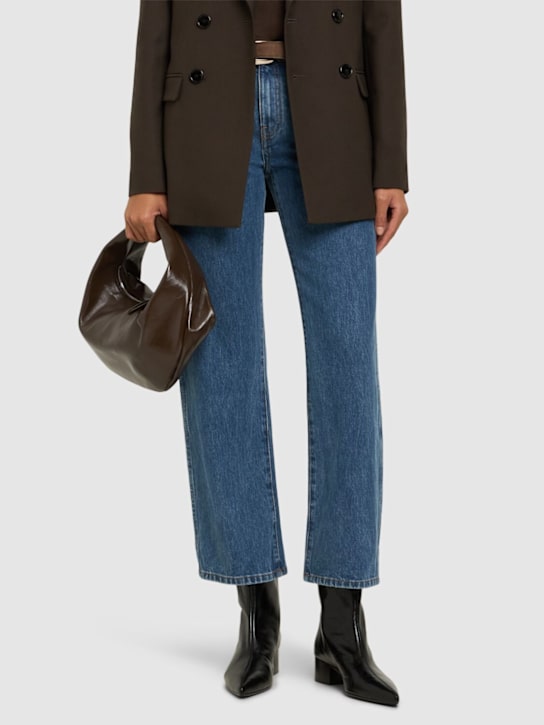 Khaite 40mm Andee glazed leather ankle boots