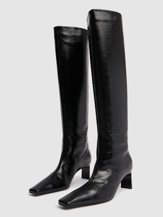 Khaite 55mm Ona glazed leather knee-high boots