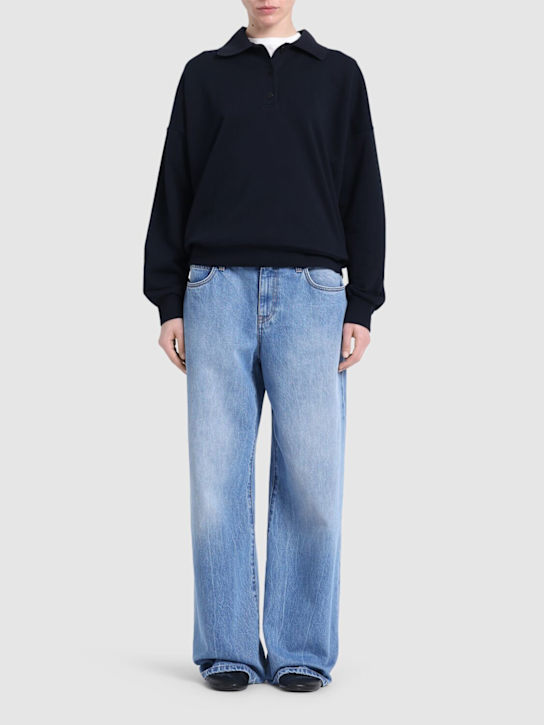 The Row Corzas cotton jersey polo sweatshirt