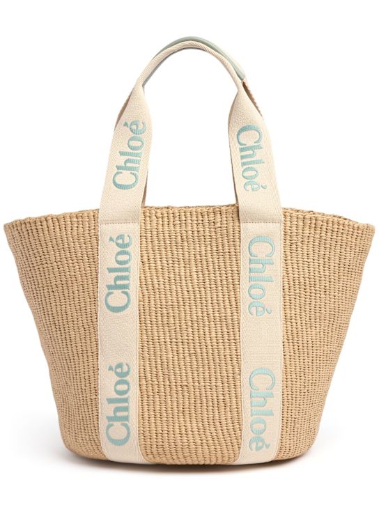 Chloé Large Woody raffia tote bag
