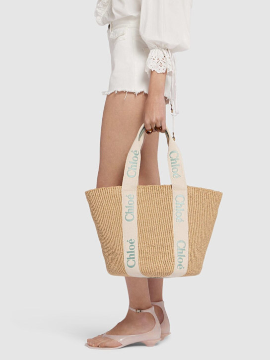 Chloé Large Woody raffia tote bag