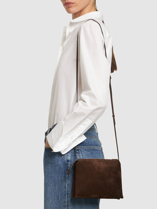 The Row Nu mini Twin suede shoulder bag