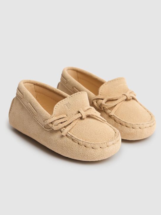 TOD'S JUNIOR Gommino suede loafers w/laces