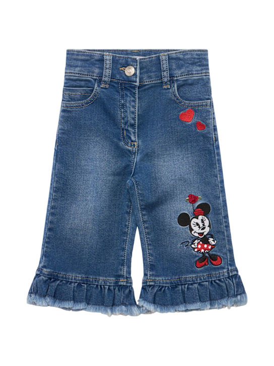 Monnalisa Embroidered cotton blend jeans