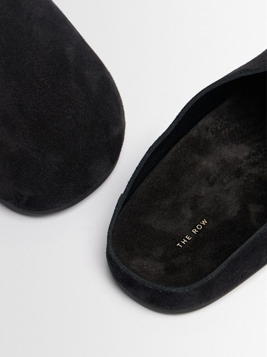 The Row Hudson suede flat slides