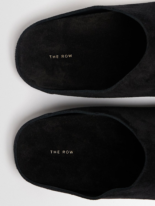 The Row Hudson suede flat slides