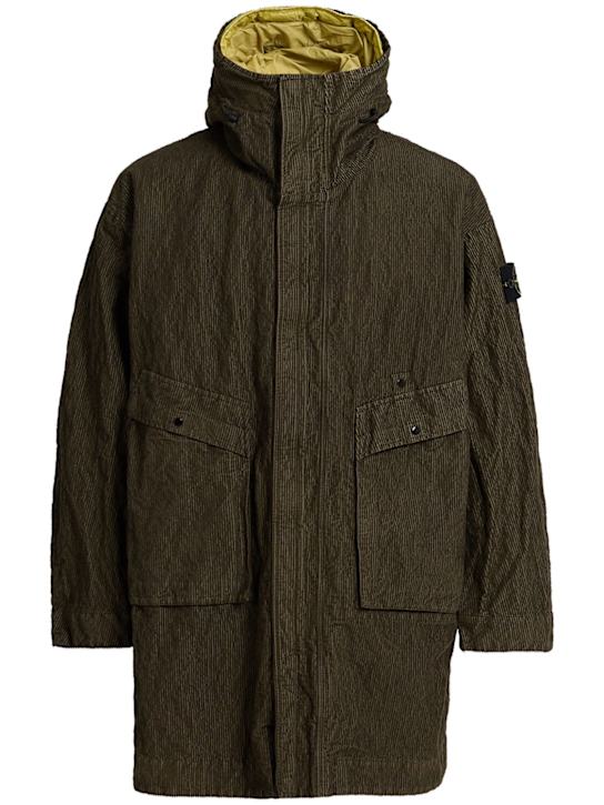 Stone Island Long cotton blend corduroy parka
