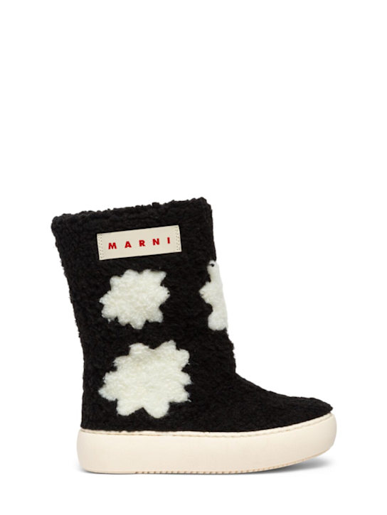 Marni Junior Plush & leather boots