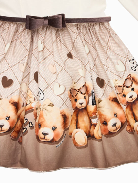 Monnalisa Printed cotton blend jersey dress w/bow