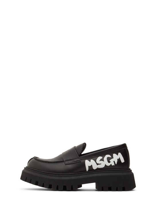 MSGM Leather loafers w/ logo