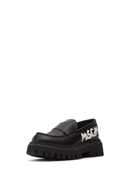 MSGM Leather loafers w/ logo