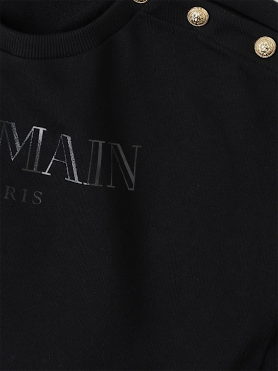 Balmain Cotton crop sweatshirt w/logo