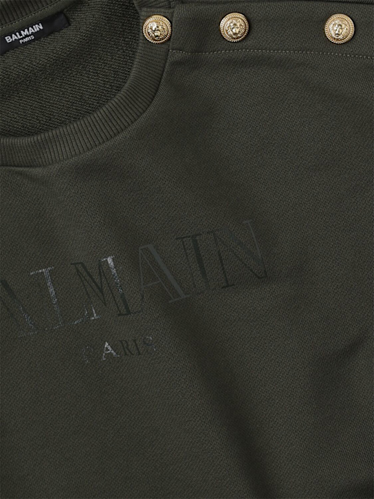 Balmain Cotton crop sweatshirt w/logo