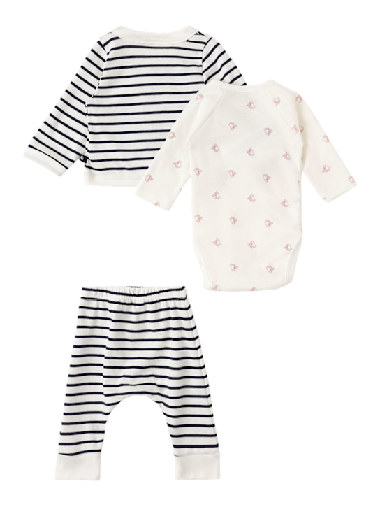 Petit Bateau Cotton cardigan, bodysuit & pants