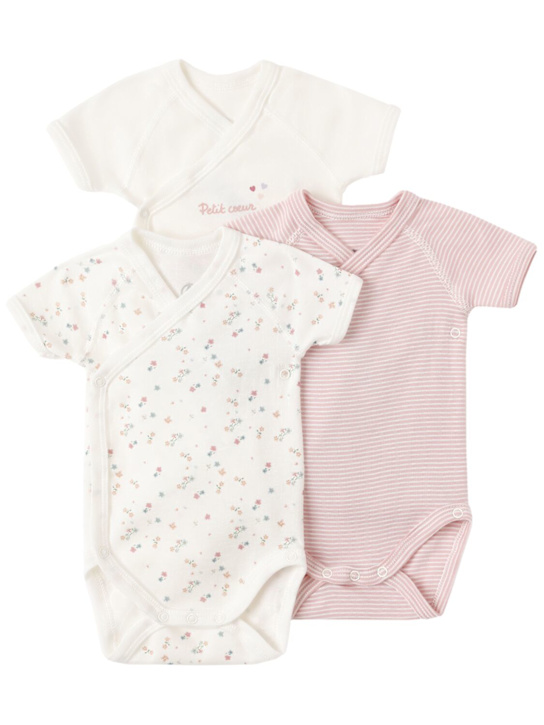 Petit Bateau Set of 3 printed cotton bodysuits