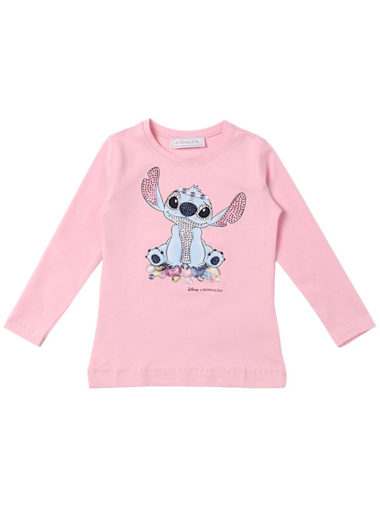 Monnalisa Stitch print cotton blend jersey t-shirt