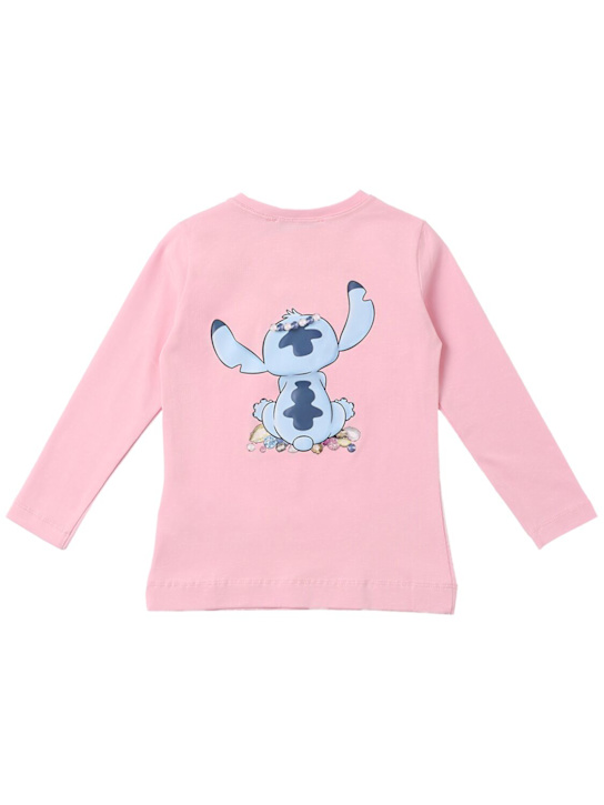 Monnalisa Stitch print cotton blend jersey t-shirt 3 Monnalisa Stitch print cotton blend jersey t-shirt