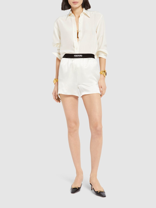 Tom Ford Logo silk satin mini shorts 7 Tom Ford Logo silk satin mini shorts