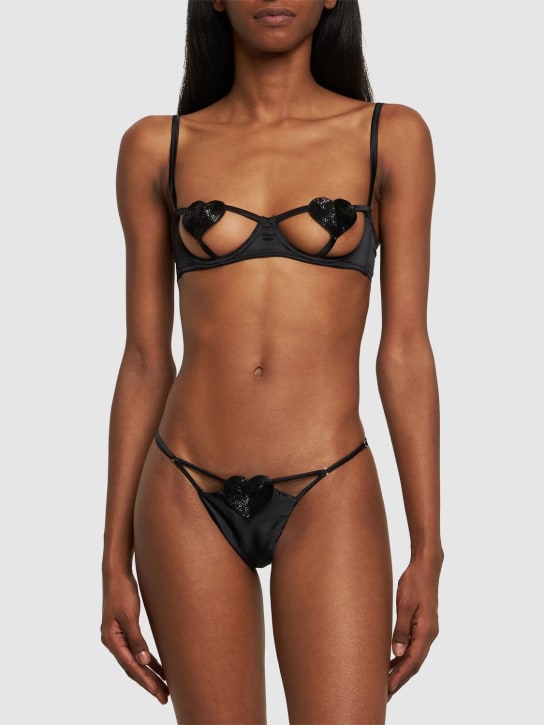 Fleur Du Mal Queen of Hearts silk thong