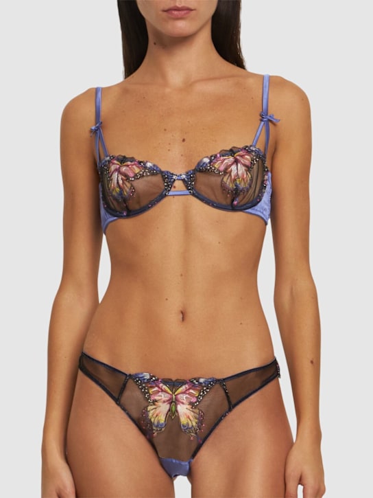 Fleur Du Mal Butterfly embroidered balconette bra
