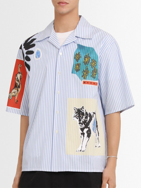 Marni Mixed media striped poplin shirt