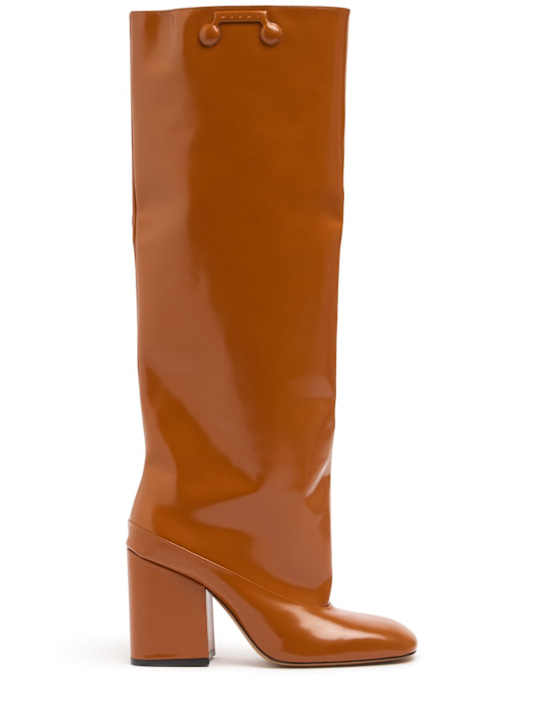 Marni 90mm Shiny leather tall boots