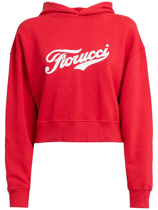 Fiorucci Varsity logo cotton cropped hoodie