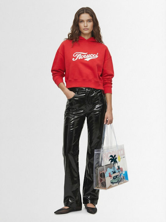 Fiorucci Varsity logo cotton cropped hoodie