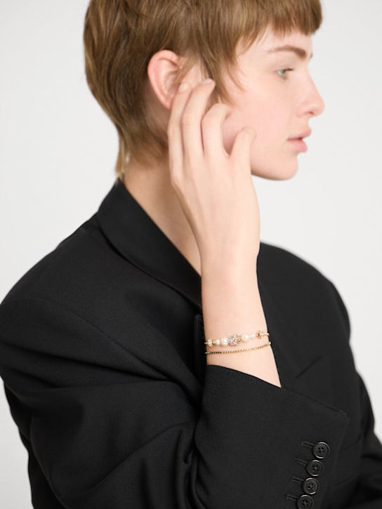 McQueen Skull & pearl brass bracelet