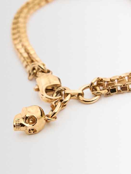McQueen Skull & pearl brass bracelet