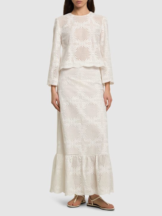 Giambattista Valli Embroidered cotton blend voile top