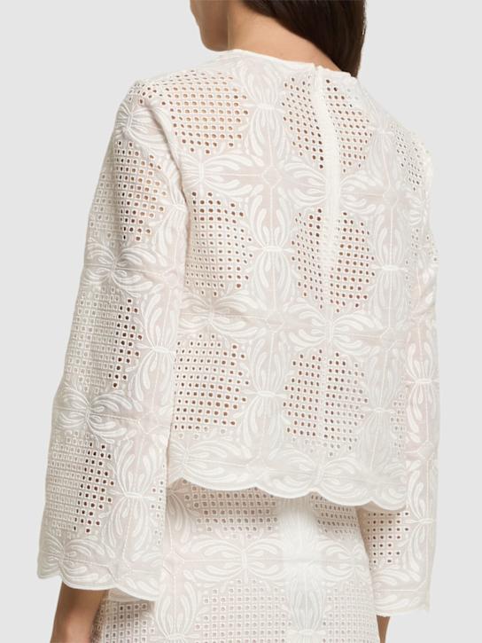 Giambattista Valli Embroidered cotton blend voile top 3 Giambattista Valli Embroidered cotton blend voile top
