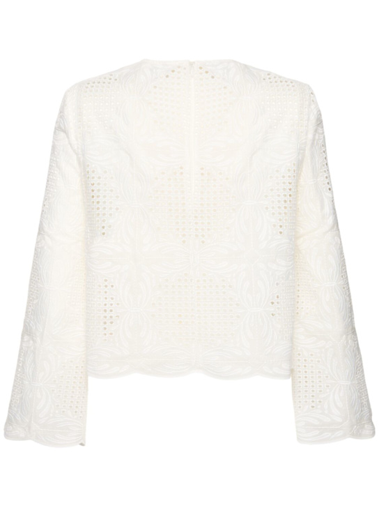 Giambattista Valli Embroidered cotton blend voile top 4 Giambattista Valli Embroidered cotton blend voile top