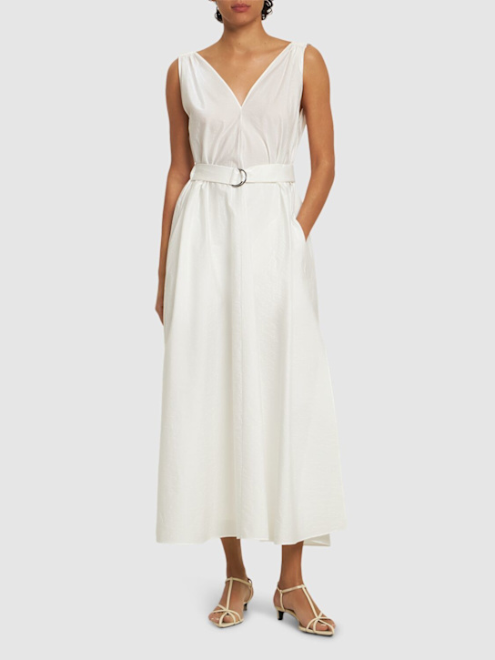 Brunello Cucinelli Tech poplin midi dress w/ belt